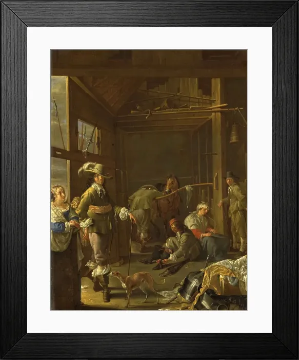 Framed Print : Soldiers in a Stable, c.1655. Creator: Jacob Duck Framed Print : Soldiers in a Stable, c.1655. Creator: Jacob Duck