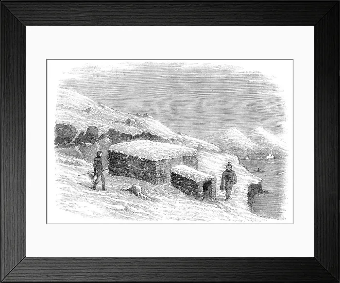 Framed Print : Exterior of a Greenlander's Hut, 1856. Creator: Unknown Framed Print : Exterior of a Greenlander's Hut, 1856. Creator: Unknown