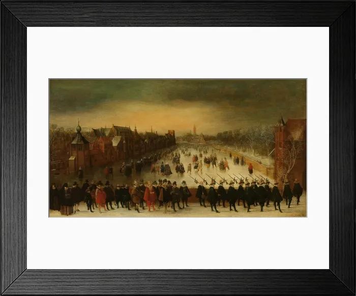 Framed Print : The Vijverberg, The Hague, in Winter, with Prince Maurits and his Retinue in the Foreground, 1618. Creator: Adam van Breen Framed Print : The Vijverberg, The Hague, in Winter, with Prince Maurits and his Retinue in the Foreground, 1618. Creator: Adam van Breen