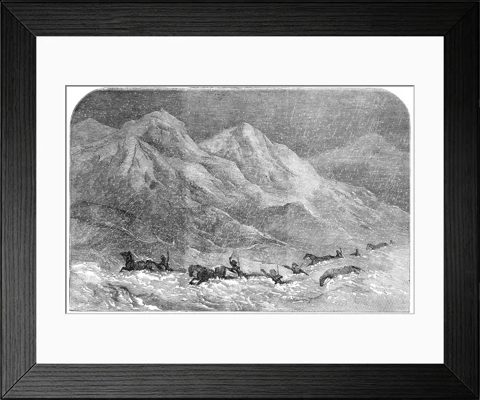 Framed Print : Snowstorm in Armenia - Dr. Sandwith and his Party crossing the Allah-Akbar Mountain, on their way fr Creator: Unknown Framed Print : Snowstorm in Armenia - Dr. Sandwith and his Party crossing the Allah-Akbar Mountain, on their way fr Creator: Unknown