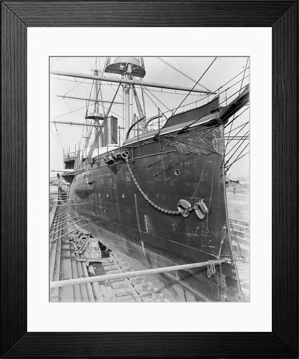 Framed Print : U.S.S. Chicago in dry dock, between 1890 and 1901. Creator: Unknown