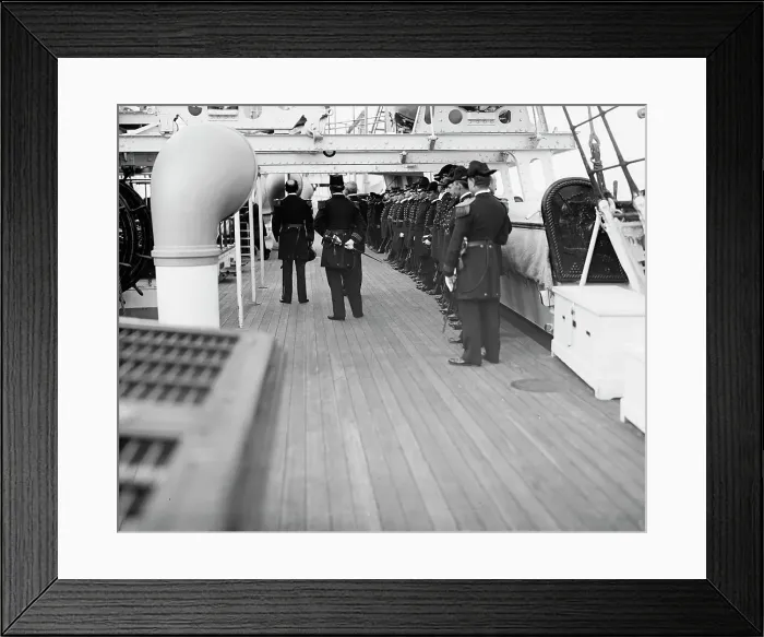 Framed Print : U.S.S. Chicago, receiving Admiral Schley, 1899. Creator: Unknown Framed Print : U.S.S. Chicago, receiving Admiral Schley, 1899. Creator: Unknown