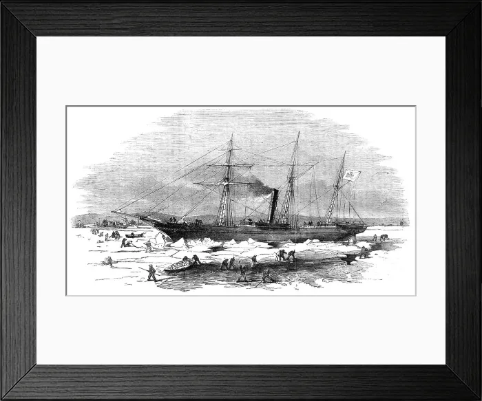 Framed Print : Navigation of the Elbe - the Steamer Pollux cutting through the ice at Altona, 1856. Creator: Unknown. Navigation of the Elbe - the Steamer Pollux cutting through the ice at Altona, 1856. Creator: Unknown Framed Print : Navigation of the Elbe - the Steamer Pollux cutting through the ice at Altona, 1856. Creator: Unknown. Navigation of the Elbe - the Steamer Pollux cutting through the ice at Altona, 1856. Creator: Unknown