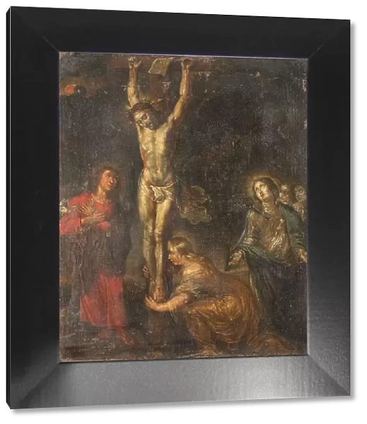 Christ on the Cross, with the Mother of Sorrows and Saints John the Evangelist and Mary... c.1630. Creator: Unknown