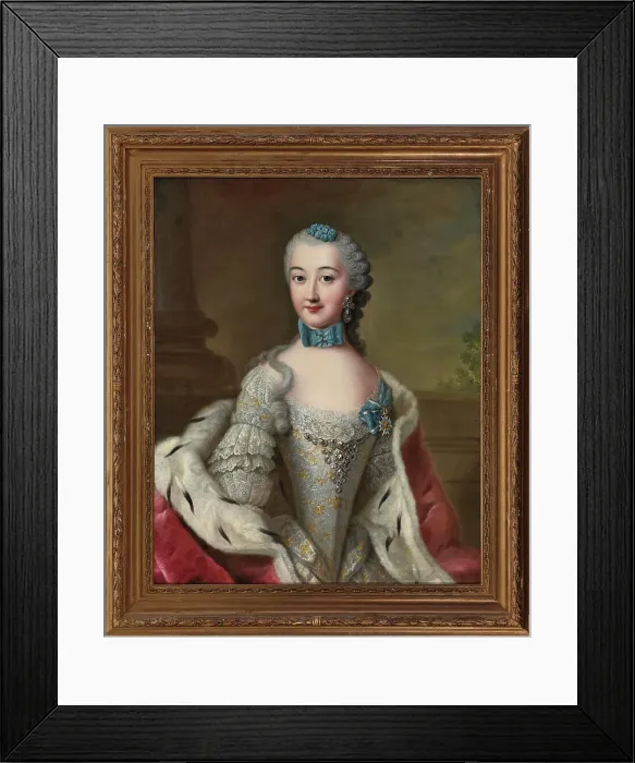 Framed Print : Countess Marie Sophie of Solms-Laubach (1721-1793), Duchess of Württemberg-Oels, ca 1752. Creator: Ziesenis, Johann Georg, the Younger (1716-1776) Framed Print : Countess Marie Sophie of Solms-Laubach (1721-1793), Duchess of Württemberg-Oels, ca 1752. Creator: Ziesenis, Johann Georg, the Younger (1716-1776)