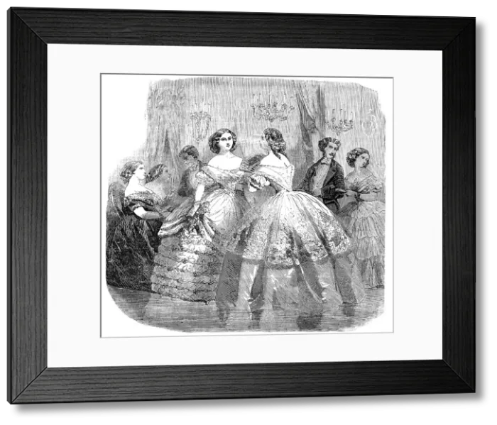Framed Print : Paris Fashions for February, 1856. Creator: Unknown Framed Print : Paris Fashions for February, 1856. Creator: Unknown