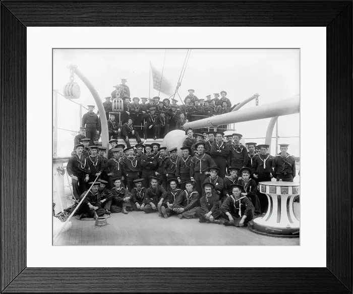 Framed Print : U.S.S. Chicago, a forecastle group, between 1890 and 1901. Creator: Unknown Framed Print : U.S.S. Chicago, a forecastle group, between 1890 and 1901. Creator: Unknown