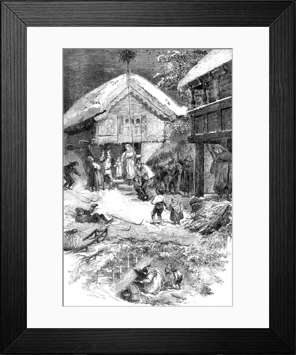 Framed Print : Winter in Norway - from a picture by Adolphe Tidemand, 1856. Creator: Henry Duff Linton Framed Print : Winter in Norway - from a picture by Adolphe Tidemand, 1856. Creator: Henry Duff Linton
