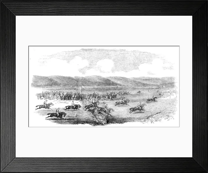 Framed Print : Grand Military Steeplechase in the Crimea, 1856. Creator: Unknown Framed Print : Grand Military Steeplechase in the Crimea, 1856. Creator: Unknown