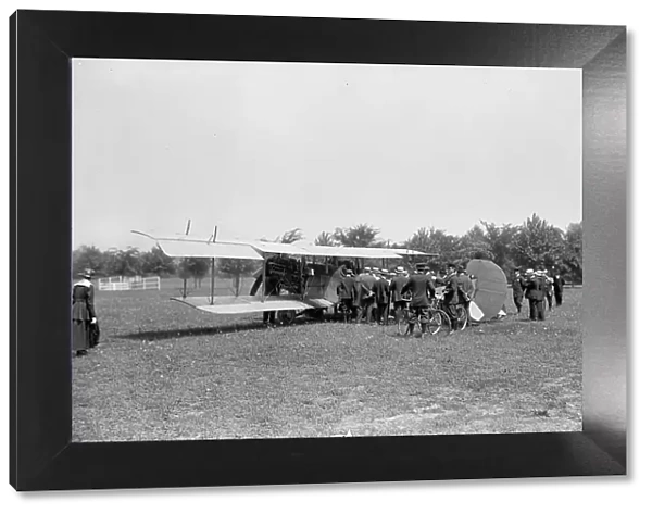 Curtiss Airplane Tests And Demonstrations; Twin Engine Biplane, Potomac Park, 1916. Creator: Harris & Ewing. Curtiss Airplane Tests And Demonstrations; Twin Engine Biplane, Potomac Park, 1916. Creator: Harris & Ewing