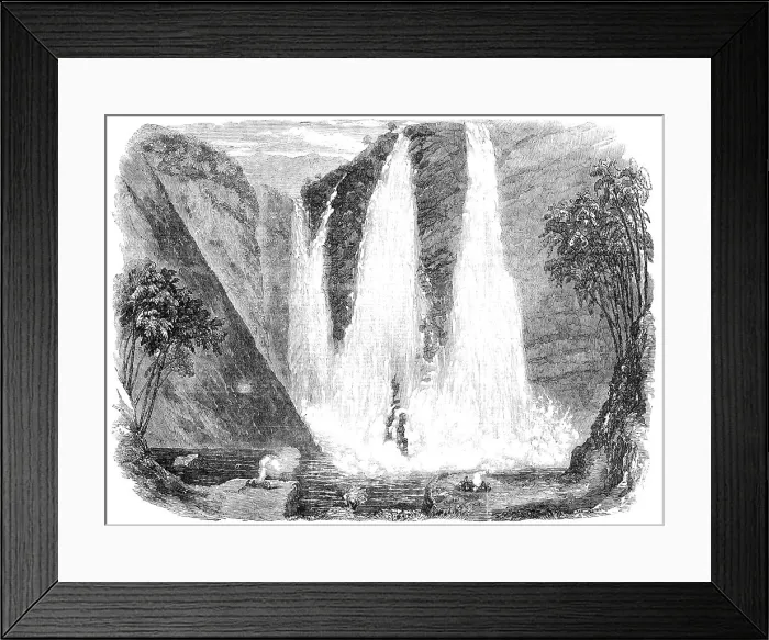Framed Print : Falls of Garsuppah, Canara District, West Coast of India - from an original sketch, 1856. Creator: Unknown Framed Print : Falls of Garsuppah, Canara District, West Coast of India - from an original sketch, 1856. Creator: Unknown