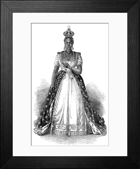 Framed Print : Adelina, Empress of Hayti, in her Coronation Robes, 1856. Creator: Unknown Framed Print : Adelina, Empress of Hayti, in her Coronation Robes, 1856. Creator: Unknown