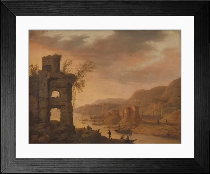 Framed Print : River Landscape, 1630-1675. Creator: Dirck Verhaert Framed Print : River Landscape, 1630-1675. Creator: Dirck Verhaert
