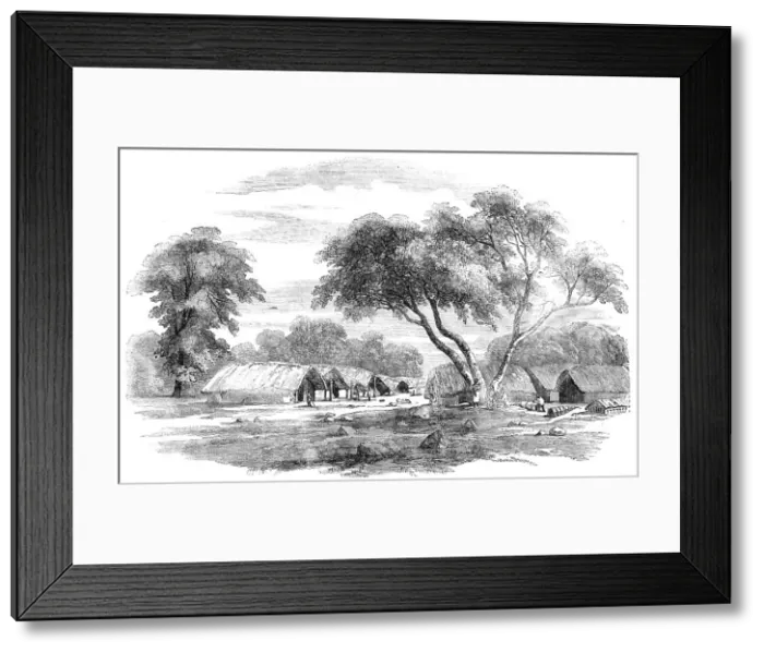 Framed Print : Hill Village in the Santhal Country, 1856. Creator: Unknown Framed Print : Hill Village in the Santhal Country, 1856. Creator: Unknown