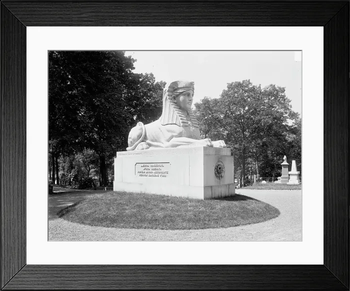 Framed Print : Mt. Auburn Cemetery, Cambridge, Milmore's Sphinx, between 1900 and 1906. Creator: Unknown Framed Print : Mt. Auburn Cemetery, Cambridge, Milmore's Sphinx, between 1900 and 1906. Creator: Unknown
