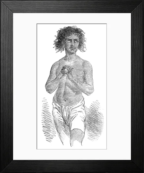 Framed Print : Seedhoo Manghee, Chief of the Santhal Rebels - sketched from life, 1856. Creator: Unknown Framed Print : Seedhoo Manghee, Chief of the Santhal Rebels - sketched from life, 1856. Creator: Unknown
