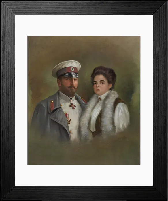 Framed Print : Portrait of Tsar Ferdinand I of Bulgaria (1861-1948) and his second wife Eleonore Reuss of Köstritz Creator: Weinert, Artur (active ca 1908) Framed Print : Portrait of Tsar Ferdinand I of Bulgaria (1861-1948) and his second wife Eleonore Reuss of Köstritz Creator: Weinert, Artur (active ca 1908)
