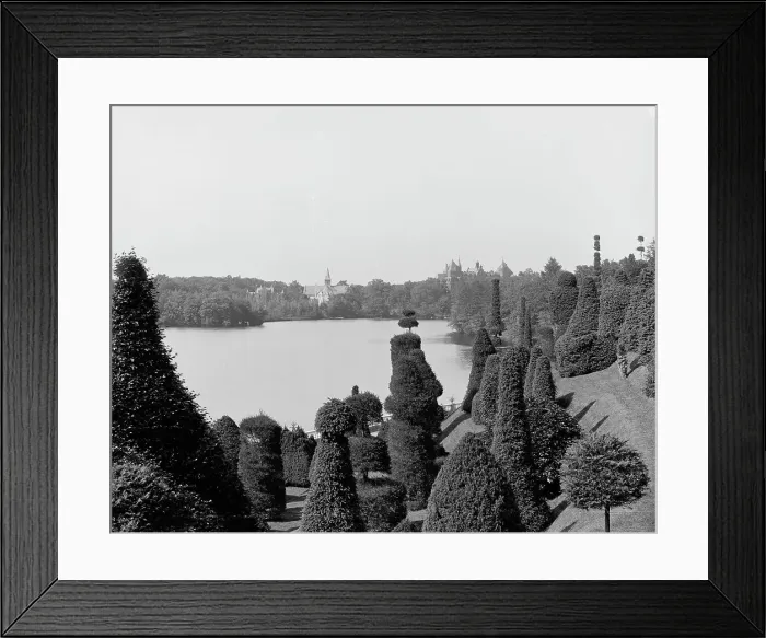 Framed Print : Lake Waban from Hunnewell's Gardens, Wellesley, c1900. Creator: Unknown Framed Print : Lake Waban from Hunnewell's Gardens, Wellesley, c1900. Creator: Unknown
