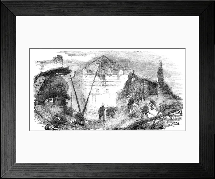 Framed Print : Remains of the Pavilion Theatre, after the Fire, 1856. Creator: Unknown Framed Print : Remains of the Pavilion Theatre, after the Fire, 1856. Creator: Unknown