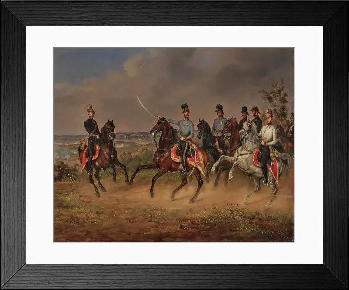Framed Print : Archduke Albrecht of Austria, Duke of Teschen (1817-1895) with his officers during maneuvers, 1845. Creator: Ebersberg, Carl Martin (1818-1880) Framed Print : Archduke Albrecht of Austria, Duke of Teschen (1817-1895) with his officers during maneuvers, 1845. Creator: Ebersberg, Carl Martin (1818-1880)