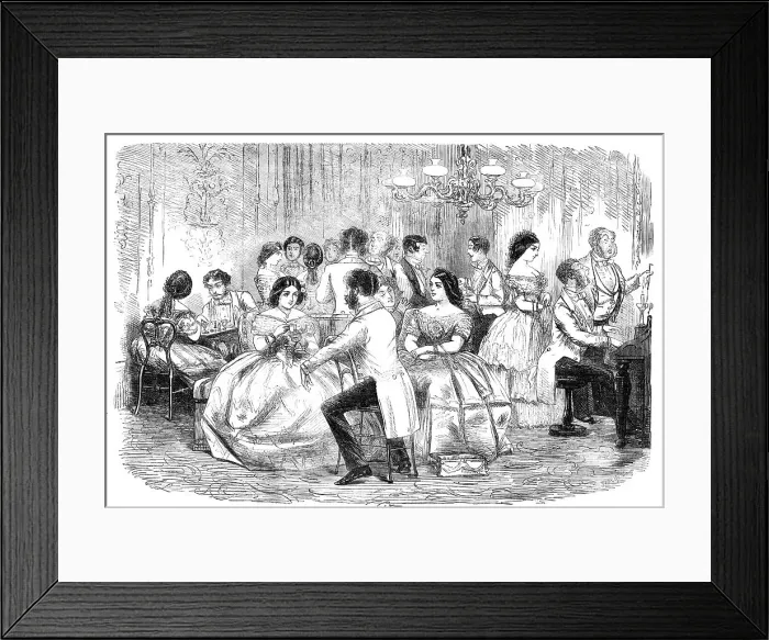 Framed Print : Foxhunters Regaling in the Present Degenerate Days - drawn by John Leech, 1856. Creator: Joseph Swain. Foxhunters Regaling in the Present Degenerate Days - drawn by John Leech, 1856. Creator: Joseph Swain