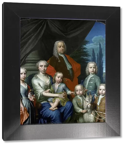 Willem Philip Kops (1695-1756), with his Wife and Children, 1738. Creator: Frans Decker