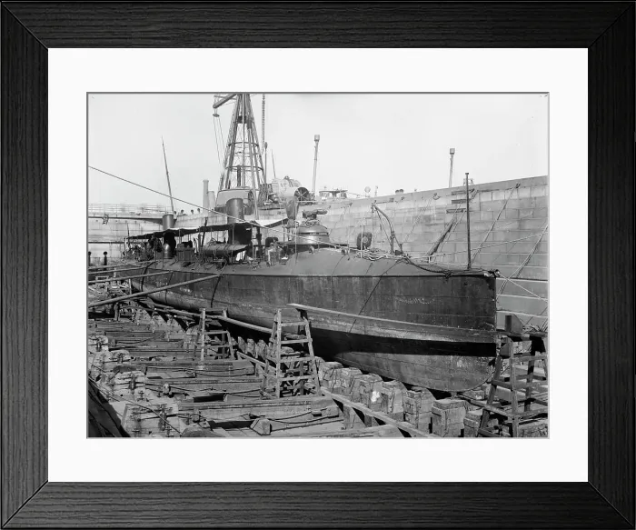 Framed Print : U.S.S. Foote in dry dock, between 1897 and 1901. Creator: Unknown Framed Print : U.S.S. Foote in dry dock, between 1897 and 1901. Creator: Unknown