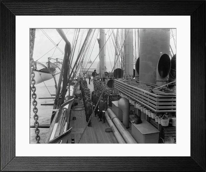 Framed Print : U.S.S. Hartford, inspection, looking aft. starboard side, between 1899 and 1901. Creator: Unknown Framed Print : U.S.S. Hartford, inspection, looking aft. starboard side, between 1899 and 1901. Creator: Unknown