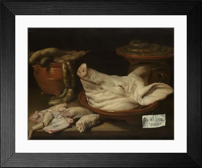 Framed Print : Still Life with Pig's Head, Pig's Knuckles and Sausage, 1600-1650. Creator: Monogrammist JVR Framed Print : Still Life with Pig's Head, Pig's Knuckles and Sausage, 1600-1650. Creator: Monogrammist JVR