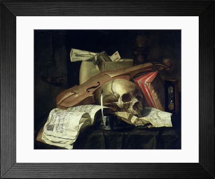 Framed Print : Vanitas still life, 1660. Creator: N.L. Peschier Framed Print : Vanitas still life, 1660. Creator: N.L. Peschier