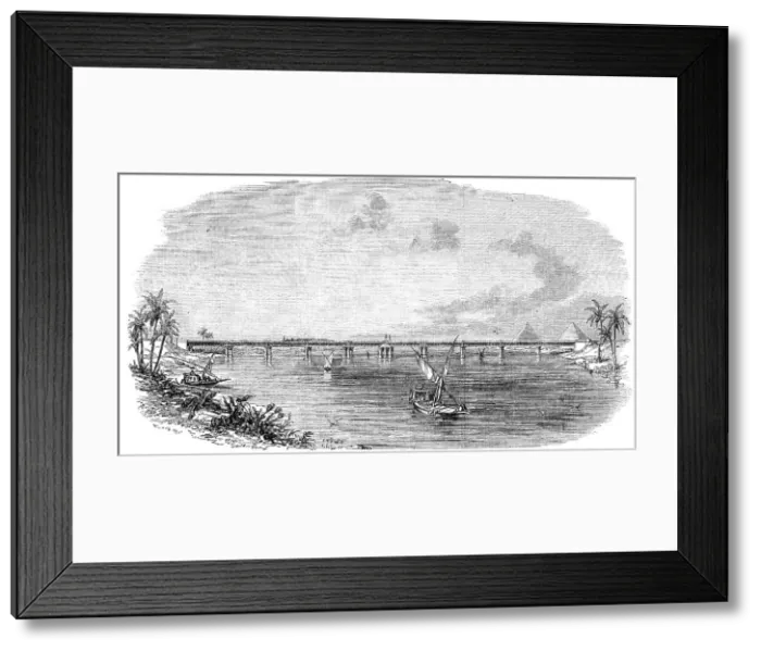 Framed Print : Wrought-Iron Railway-Bridge across the Nile, at Benha, 1856. Creator: Unknown Framed Print : Wrought-Iron Railway-Bridge across the Nile, at Benha, 1856. Creator: Unknown