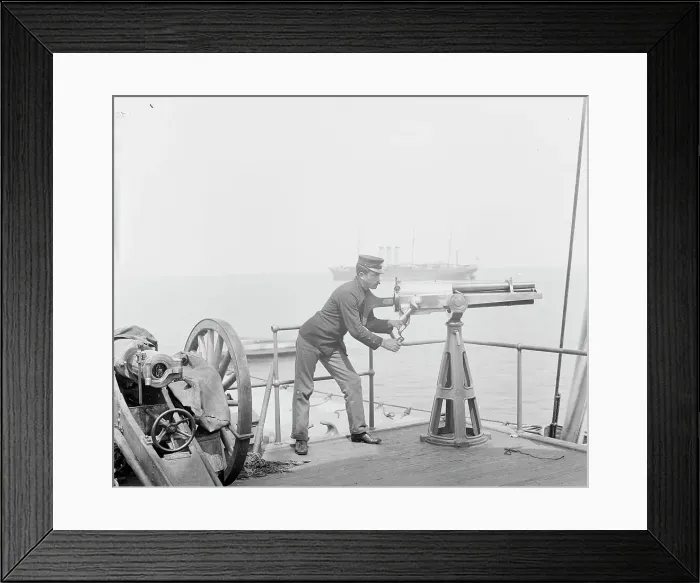 Framed Print : U.S.S. Indiana, machine guns, between 1895 and 1901. Creator: Unknown Framed Print : U.S.S. Indiana, machine guns, between 1895 and 1901. Creator: Unknown