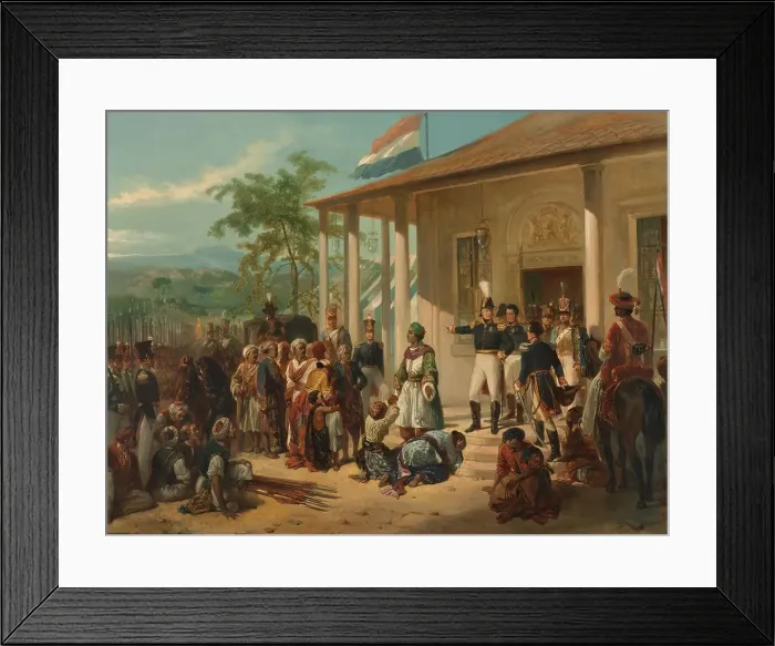 Framed Print : The Arrest of Diepo Negoro by Lieutenant-General Baron De Kock, c.1830-c.1835. Creator: Nicolaas Pieneman Framed Print : The Arrest of Diepo Negoro by Lieutenant-General Baron De Kock, c.1830-c.1835. Creator: Nicolaas Pieneman