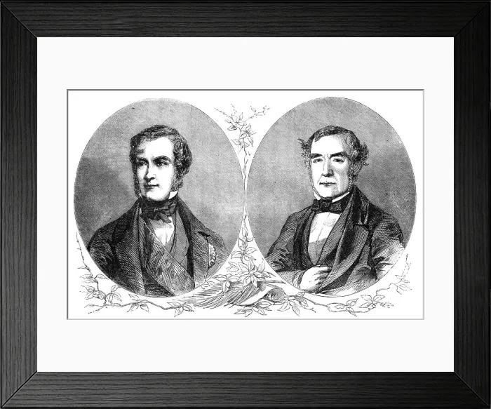 Framed Print : Plenipotentiaries at the Peace Conference: The Earl of Clarendon (England), Baron de Bourqueney (Fra Creator: Unknown) Framed Print : Plenipotentiaries at the Peace Conference: The Earl of Clarendon (England), Baron de Bourqueney (Fra Creator: Unknown)