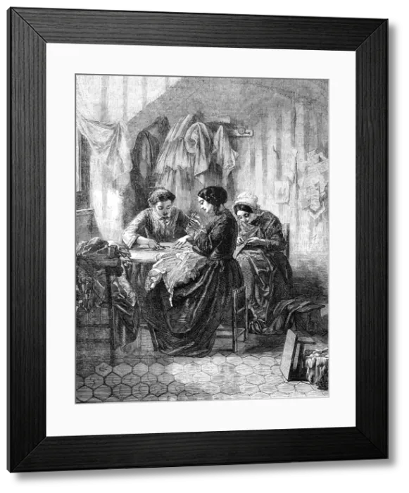 Framed Print : The Industrious Needlewomen - painted by M. Trayer - from the Exhibition of French Artists, 1856. Creator: Unknown. The Industrious Needlewomen - painted by M. Trayer - from the Exhibition of French Artists, 1856. Creator: Unknown Framed Print : The Industrious Needlewomen - painted by M. Trayer - from the Exhibition of French Artists, 1856. Creator: Unknown. The Industrious Needlewomen - painted by M. Trayer - from the Exhibition of French Artists, 1856. Creator: Unknown