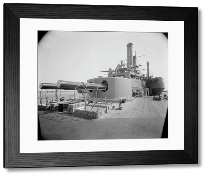Framed Print : U.S.S. Iowa, 12 inch and 8 inch gun turrets, between 1897 and 1901. Creator: Unknown Framed Print : U.S.S. Iowa, 12 inch and 8 inch gun turrets, between 1897 and 1901. Creator: Unknown
