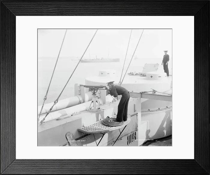 Framed Print : U.S.S. Iowa, machine gun, between 1897 and 1901. Creator: Unknown Framed Print : U.S.S. Iowa, machine gun, between 1897 and 1901. Creator: Unknown