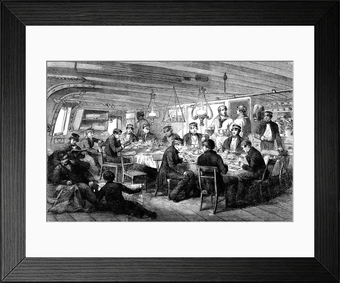 Framed Print : Gun-Room - Midshipmens Mess, Breakfast, H.M.S. Caesar - Baltic Fleet, 1856. Creator: Unknown. Gun-Room - Midshipmens Mess, Breakfast, H.M.S. Caesar - Baltic Fleet, 1856. Creator: Unknown Framed Print : Gun-Room - Midshipmens Mess, Breakfast, H.M.S. Caesar - Baltic Fleet, 1856. Creator: Unknown. Gun-Room - Midshipmens Mess, Breakfast, H.M.S. Caesar - Baltic Fleet, 1856. Creator: Unknown