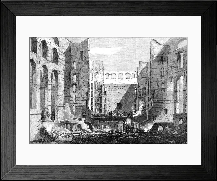 Framed Print : Ruins of Covent-Garden Theatre - Visit of Her Majesty and the Princess Royal, 1856. Creator: Unknown Framed Print : Ruins of Covent-Garden Theatre - Visit of Her Majesty and the Princess Royal, 1856. Creator: Unknown