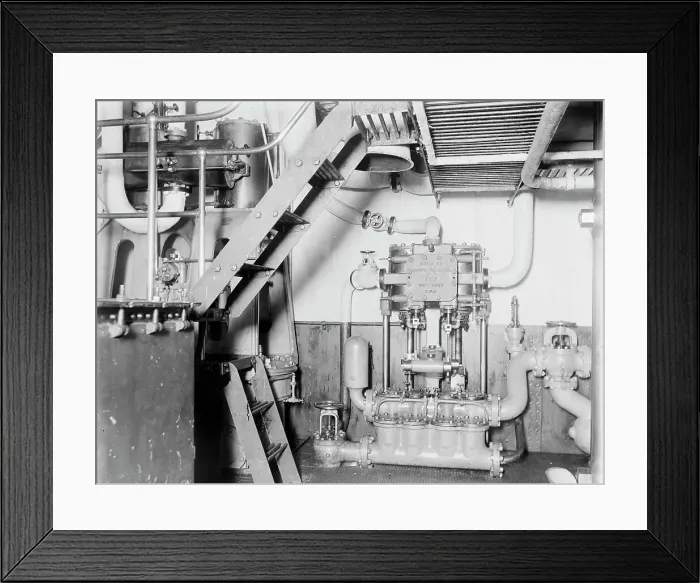 Framed Print : U.S.S. Kentucky, engine room, 1900 or 1901. Creator: Unknown Framed Print : U.S.S. Kentucky, engine room, 1900 or 1901. Creator: Unknown