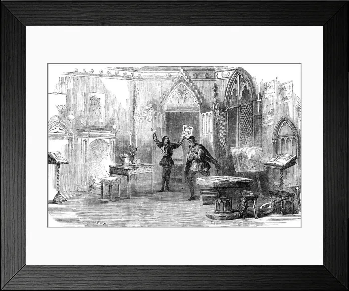Framed Print : Scene from the New Play of The First Printer, at the Princess Theatre, 1856. Creator: Unknown. Scene from the New Play of The First Printer, at the Princess Theatre, 1856. Creator: Unknown Framed Print : Scene from the New Play of The First Printer, at the Princess Theatre, 1856. Creator: Unknown. Scene from the New Play of The First Printer, at the Princess Theatre, 1856. Creator: Unknown