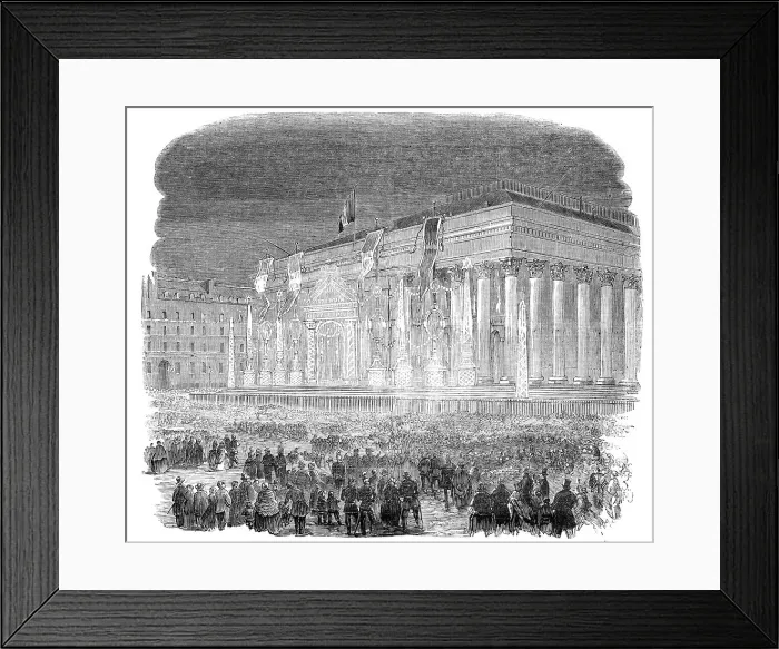 Framed Print : Illumination of the Bourse, at Paris, in Honour of the Birth of the Prince Imperial, 1856. Creator: Unknown Framed Print : Illumination of the Bourse, at Paris, in Honour of the Birth of the Prince Imperial, 1856. Creator: Unknown