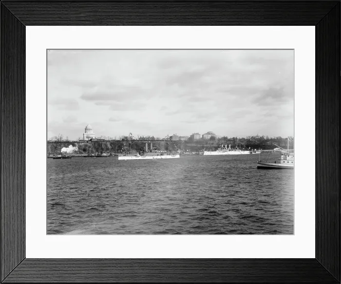 Framed Print : U.S.S. Maine and U.S.S. New York at Grant's Tomb, 1897 Apr 27. Creator: Unknown Framed Print : U.S.S. Maine and U.S.S. New York at Grant's Tomb, 1897 Apr 27. Creator: Unknown