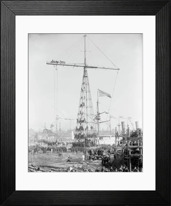 Framed Print : Spectators on day of launching of U.S.S. Maine, 1889. Creator: Unknown Framed Print : Spectators on day of launching of U.S.S. Maine, 1889. Creator: Unknown