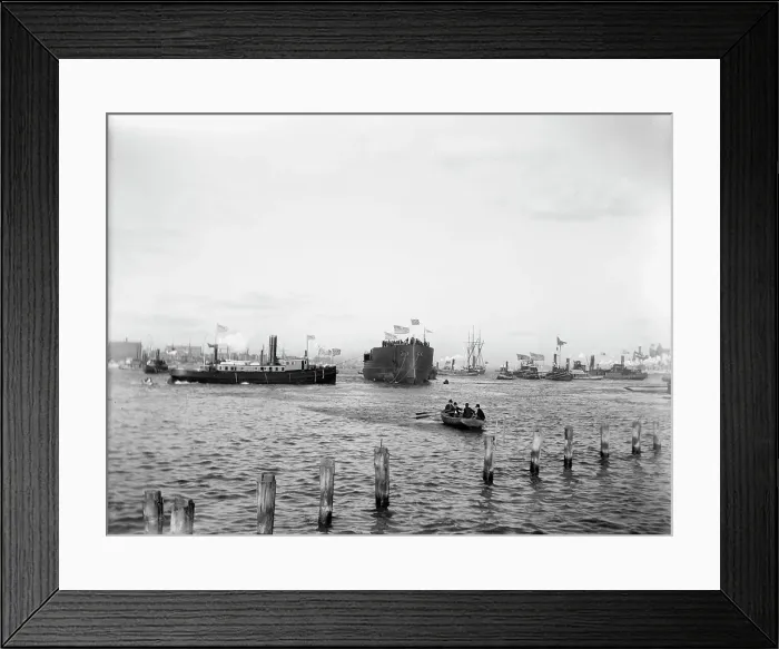 Framed Print : U.S.S. Maine, in the stream after the launching, 1889. Creator: Unknown Framed Print : U.S.S. Maine, in the stream after the launching, 1889. Creator: Unknown