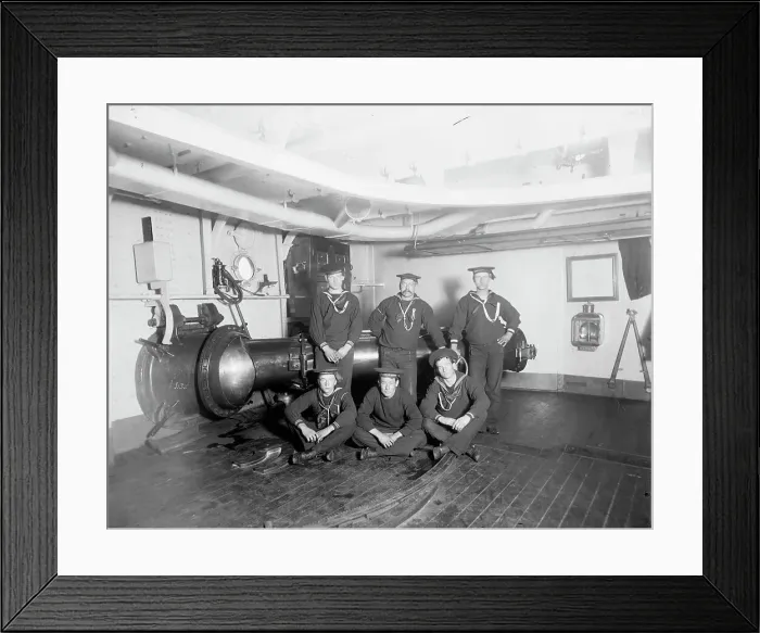 Framed Print : U.S.S. Maine, torpedo tube, (1896?). Creator: Unknown Framed Print : U.S.S. Maine, torpedo tube, (1896?). Creator: Unknown
