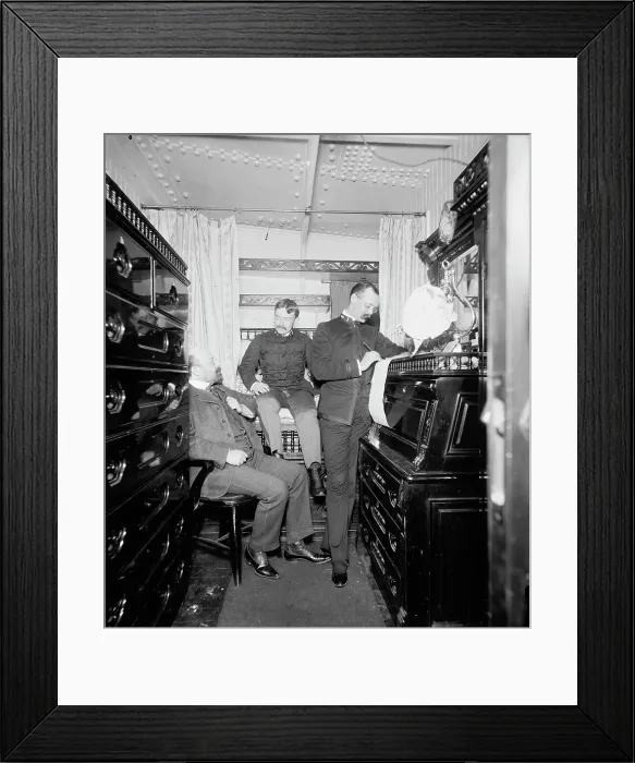 Framed Print : U.S.S. Maine, paymaster's room, 1896. Creator: Unknown Framed Print : U.S.S. Maine, paymaster's room, 1896. Creator: Unknown