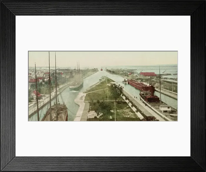Framed Print : The Locks, Sault Ste. Marie, Michigan, ca 1900. Creator: Unknown