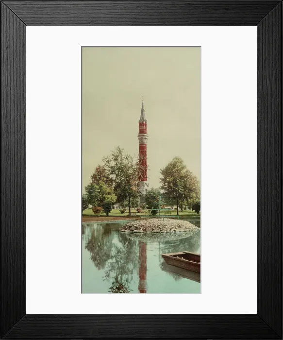 Framed Print : Tower from the lake, Water Works Park, Detroit, ca 1900. Creator: Unknown Framed Print : Tower from the lake, Water Works Park, Detroit, ca 1900. Creator: Unknown