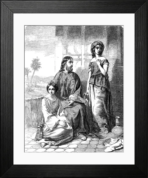 Framed Print : The Visit to Bethany - painted by A. B. Clay - from the Exhibition of the National Institution, 18 Creator: Unknown. The Visit to Bethany - painted by A. B. Clay - from the Exhibition of the National Institution, 18 Creator: Unknown Framed Print : The Visit to Bethany - painted by A. B. Clay - from the Exhibition of the National Institution, 18 Creator: Unknown. The Visit to Bethany - painted by A. B. Clay - from the Exhibition of the National Institution, 18 Creator: Unknown